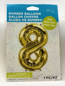 Gold Foil Jumbo Mylar Nylon Balloon 34" Number 8 Party Decoration See Discounts! - Picture 1 of 2