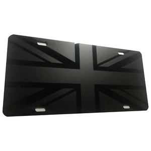 Matte Blk Great Britain Flag Union Jack Heavy Duty Aluminum License Plate - Imagen 1 de 3