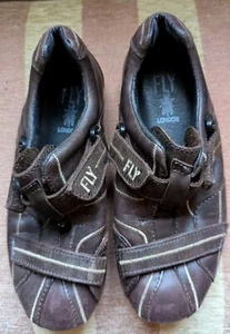 Fly London Retro Brown Leather Trainers Size 3 Pull Across Closure - Picture 1 of 5