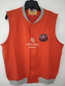 VINTAGE INDIAN MC USAC ORANGE MOTORCYCLE RIDERS VEST LOGO 1970's MADE IN ITALY - Imagen 1 de 7