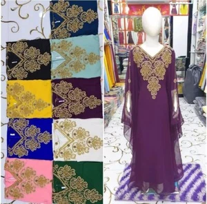 Party Moroccan Kids New Georgette caftan Dress Abaya Kaftan Gown Wedding Long - Picture 1 of 3