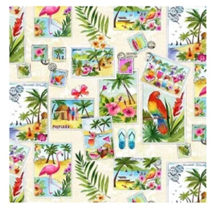 Greetings From..: Picture Postcards- Michael Miller Fabrics Sold by the Yard - Picture 1 of 1