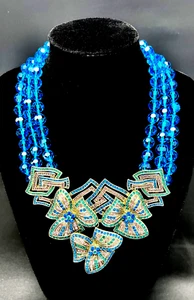 HEIDI DAUS “Got To Have It” Crystal Beaded Blue Necklace - Picture 1 of 5
