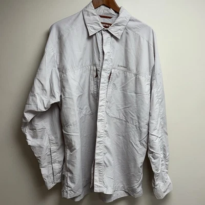 Simms Men’s Long Sleeve Fishing Shirt Light Gray Off White Nylon Size XL - Image 1 of 4