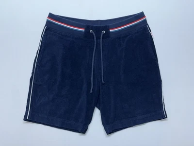 Pantalones Cortos Orlebra Brown Afador OB Rayas para Hombres Talla Mediana Azul Marino Terry Foto 1 de 4