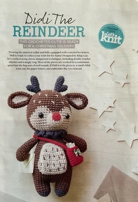 Crochet Pattern Didi Santa’s Postman Reindeer and Mail Bag  Toy  - Image 1 of 3