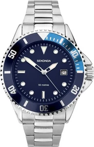 Sekonda Wave Mens 39mm Sports Watch Stainless Steel Bracelet with Date Window 5 - Picture 1 of 6