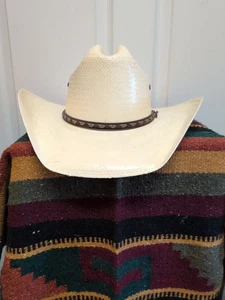 Justin Vintage 10X. Sombrero Western de Verano Talla 7 Banda de Sombrero de Vaquero de Cuero  - Imagen 1 de 11