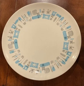 1 Vintage 1950’s Blue Heaven Royal China USA 10" Dinner Plate MCM Retro EUC - Picture 1 of 9