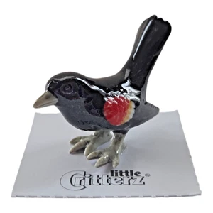 Figurina miniatura LITTLE CRITTERZ uccellino merlo rosso alato "Marsh" nuova LC565 - Foto 1 di 10