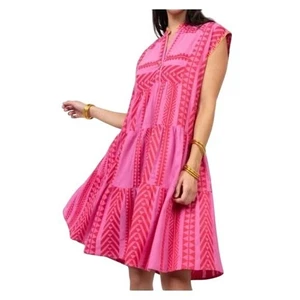 Uncle Frank Anthropologie Tiered Dress Sleeveless Casual Pink Dress Large - Picture 1 of 6