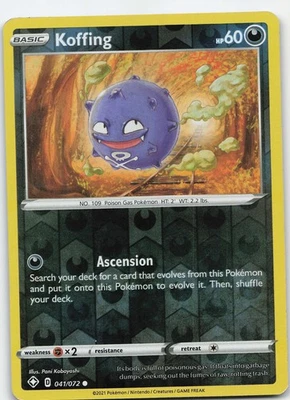 Koffing 041/072 Shining Fates Common Reverse Holo MP Pokémon TCG - Image 1 of 2