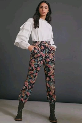 Pantalones Anthropologie Anisa Pana Joggers Talla Pequeña Cintura Alta Elásticos Florales Foto 1 de 4