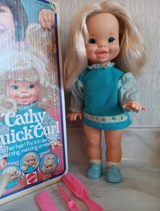 "Muñeca de peinado vintage 1974 Mattel Cathy Quick Curl 15"" con caja original" - Imagen 1 de 8