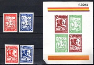 SELLOS ESPAÑA LOCAL-Vinebre, juego de 4+m/hoja, guerra civil, 1937-** - Imagen 1 de 1