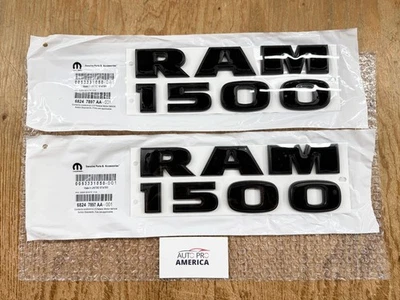 2013-2019 DODGE RAM 1500 BLACK "RAM 1500" DOOR EMBLEM NAMEPLATE SET OEM MOPAR - Image 1 of 4