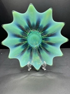 Fostoria Heirloom Glass Green Opalescent Plate - Picture 1 of 8