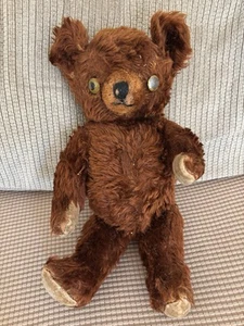 Antique Circa 1930s 17” Knickerbocker Cinnamon Mohair Teddy Bear RARE TIN EYES - Imagen 1 de 7