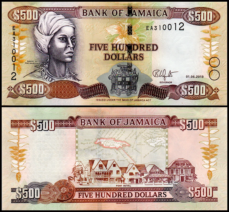 Jamaica 500 dólares, 2019, P-85m, UNC Foto 1 de 1