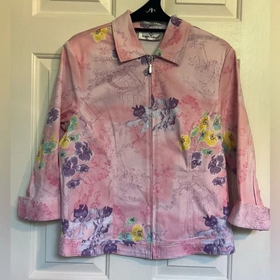 Erin London Vintage Pink Floral Zip Jacket Sz M - Image 1 of 4