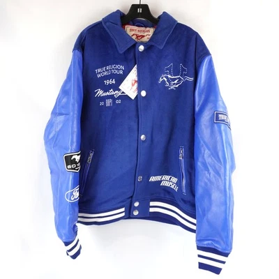 Chaqueta Universitaria True Religion X Ford Lana En Cuero Sintético Azul - Para Hombre Talla XXL Foto 1 de 4