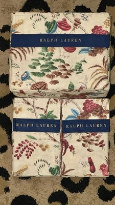 3-Pc Ralph Lauren Maren Queen Duvet Cover Set Tropical Botanical Floral Bird - Image 1 of 4