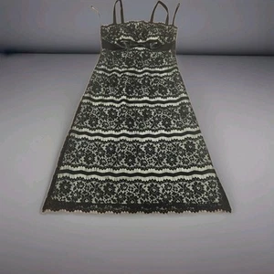 DELARU Cocktail Strapless Dress Lace Overlay Evening Gown Prom Size 6 Black Tan - Picture 1 of 3