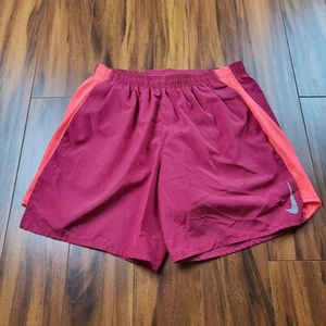WOMENS NIKE MAROON DRI FIT RUNNING SHORTS WITH LINING SZ/L - Picture 1 of 8