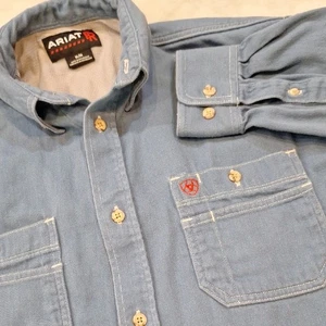 Camisa Ariat FR Azul Claro Abotonada Manga Larga Bolsillos Cat2 2112 Talla M Bolsillos - Imagen 1 de 12