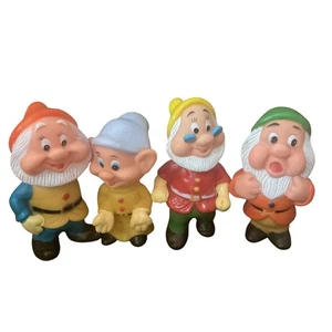 Vintage Disney "Schneewittchen sieben Zwerge" Figuren 4 Stück Gummifigur Dwa - Bild 1 von 6