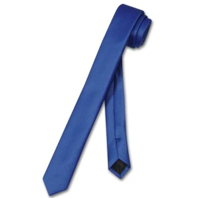 Corbata de cuello estrecho Vesuvio Napoli color liso 1,5" extra delgada delgada para hombre Foto 1 de 2