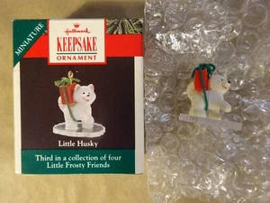 Vintage Hallmark 1990 Little Husky Miniature Mini Ornament With Original Box - Picture 1 of 3