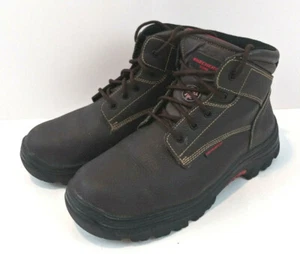 Skechers Work Steel Toe Boots 77143W Brown Leather Sz. 12 - Picture 1 of 10