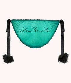 AGENT PROVOCATEUR GREEN NOELLAH HOHOHO TIE SIDE POM POM BRIEF S/M 8-12 BNWT 