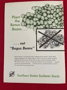 Vintage 1976 Southern States Soybean Seeds Print Ad “Bonus Beans” - Ad Only - Picture 1 of 7