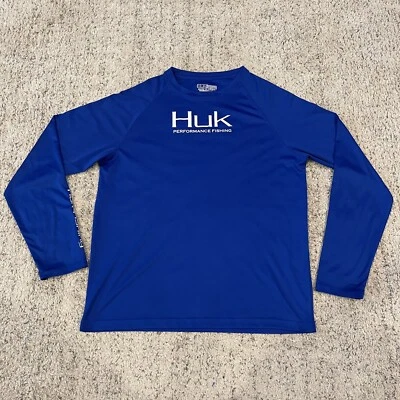 Camisa Huk Youth Pursuit Manga Larga YXL Azul Pesca Ligera Camisa para el Sol Foto 1 de 4