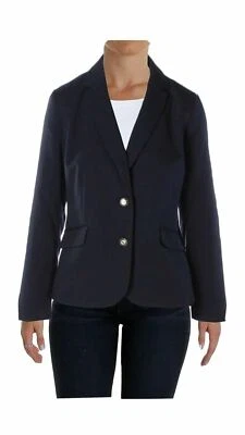 Blazer Charter Club Feminino Sólido Azul Marinho Tamanho 8 2 Algodão Manga Longa - Imagem 1 de 4