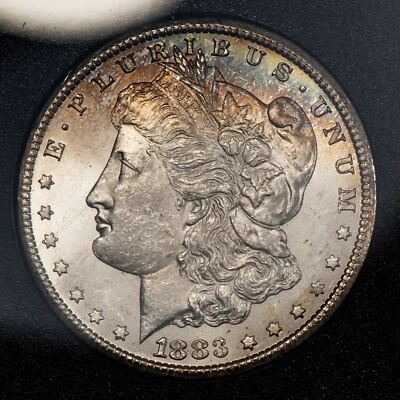1883-CC $1 Morgan Dollar - Rainbow Crescent Toning - Semi PL - GSA - B4059 - Image 1 of 4