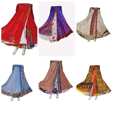 10 PC Wholesale Lot Skirt Women Wrap Around Rapron Silk Skirt Short Skirt Indian - Image 1 of 4