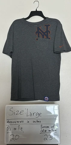 Nike New York Mets Shirt Mens Large Gray MLB Pocket Short Sleeve Queens Baseball Cover