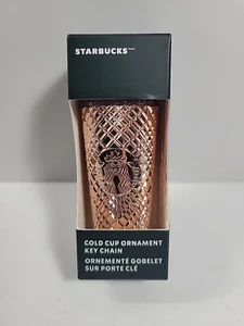 Starbucks Ornament Key Chain 2023 Mini Cold Cup Studded Rose Gold New Sealed Box - Picture 1 of 2