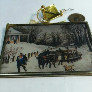 Currier e Ives Decorazione Natalizia 1992 FOTO INCORNICIATA INVERNALE dV7 - Foto 1 di 6