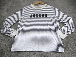 Jaggad Top/T Shirt/Crewneck Jumper Large Long Sleeve Cotton Striped White - Picture 1 of 14