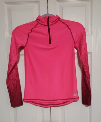 Pullover deportivo con cremallera parcial manga larga rosa clima frío BCG para niñas Foto 1 de 4