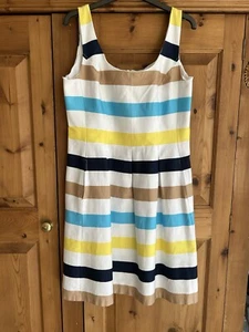 Nine West horizontal stripy, half lined, fit and flare dress size US 10 - Picture 1 of 12