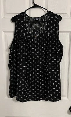 Basic Editons Women’s Xxl Black And White Sheer Tank Top  - Image 1 of 4