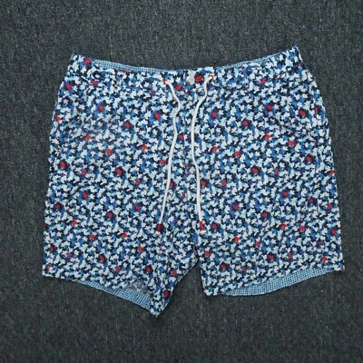 Pantalones Cortos Robert Graham Para Hombre 36 Blanco Azul Floral Tropical Bolsillos Seersucker Foto 1 de 4