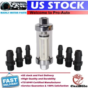 Universal 1/4" 5/16" 3/8" Clearview Glass Reusable Washable Inline Fuel Filter - Bild 1 von 13