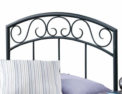 Black Finish Metal Scroll Spindle Headboard Twin Full Queen Bed Frame Mounted - Image 1 of 3