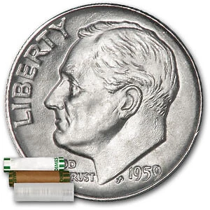 1959-D Roosevelt Dime 50-Coin Roll BU - SKU#12118 Cover